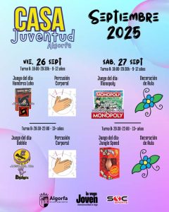 Actividades juventud. Septiembre Algorfa