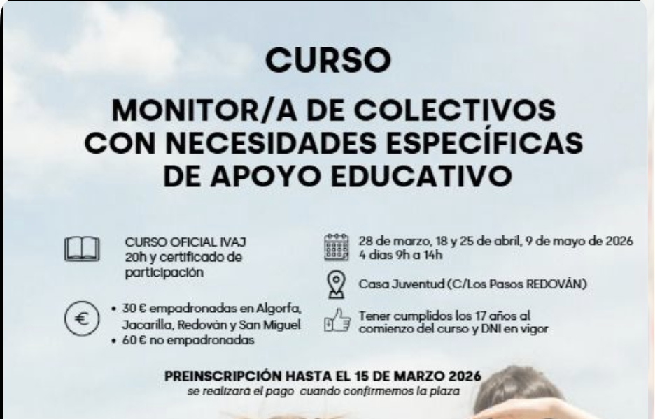 Curso de monitor/a de colectivos con necesidades específicas de apoyo educativo. 2026