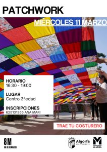 Carteles talleres 8M 2026 - Taller de Patchwork Algorfa